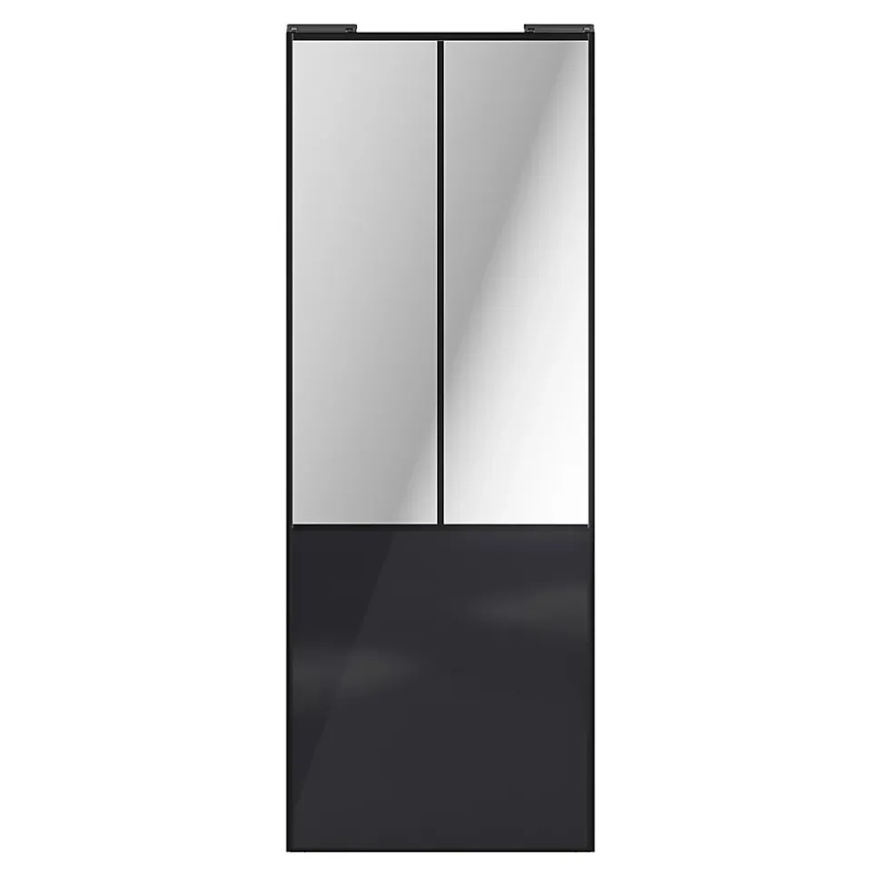 Porte de placard coulissante atelier noir profil noir GoodHome Arius H. 248,5 x L. 91.2 cm + amortisseurs