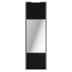 Porte de placard coulissante avec miroir noir mat profil gris GoodHome Arius H. 248,5 x L. 77.2 cm + amortisseurs