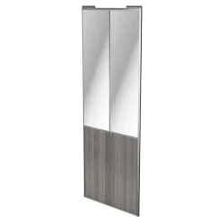 Porte de placard coulissante atelier effet chêne grisé profil gris GoodHome Arius H. 248,5 x L. 91.2 cm + amortisseurs