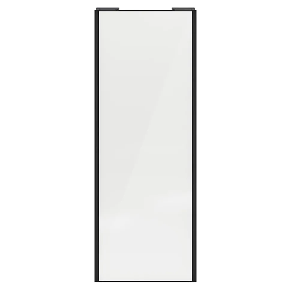 Porte de placard coulissante blanc brillant profil noir GoodHome Arius H. 248,5 x L. 92.2 cm + amortisseurs