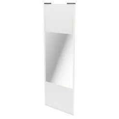Porte de placard coulissante avec miroir blanc brillant profil blanc GoodHome Arius H. 248,5 x L. 92.2 cm + amortisseurs