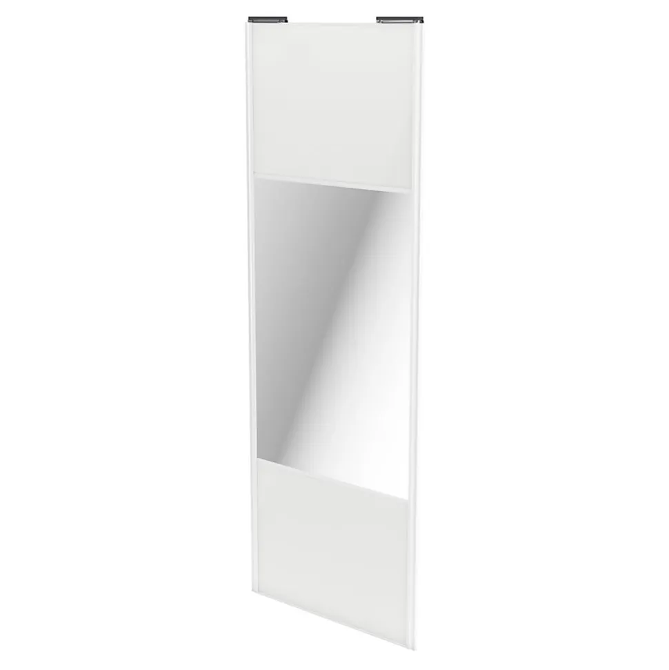 Porte de placard coulissante avec miroir blanc brillant profil blanc GoodHome Arius H. 248,5 x L. 92.2 cm + amortisseurs