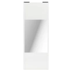Porte de placard coulissante avec miroir blanc brillant profil blanc GoodHome Arius H. 248,5 x L. 92.2 cm + amortisseurs