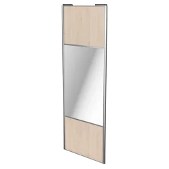 Porte de placard coulissante avec miroir effet chêne clair profil gris GoodHome Arius H. 248,5 x L. 92.2 cm + amortisseurs