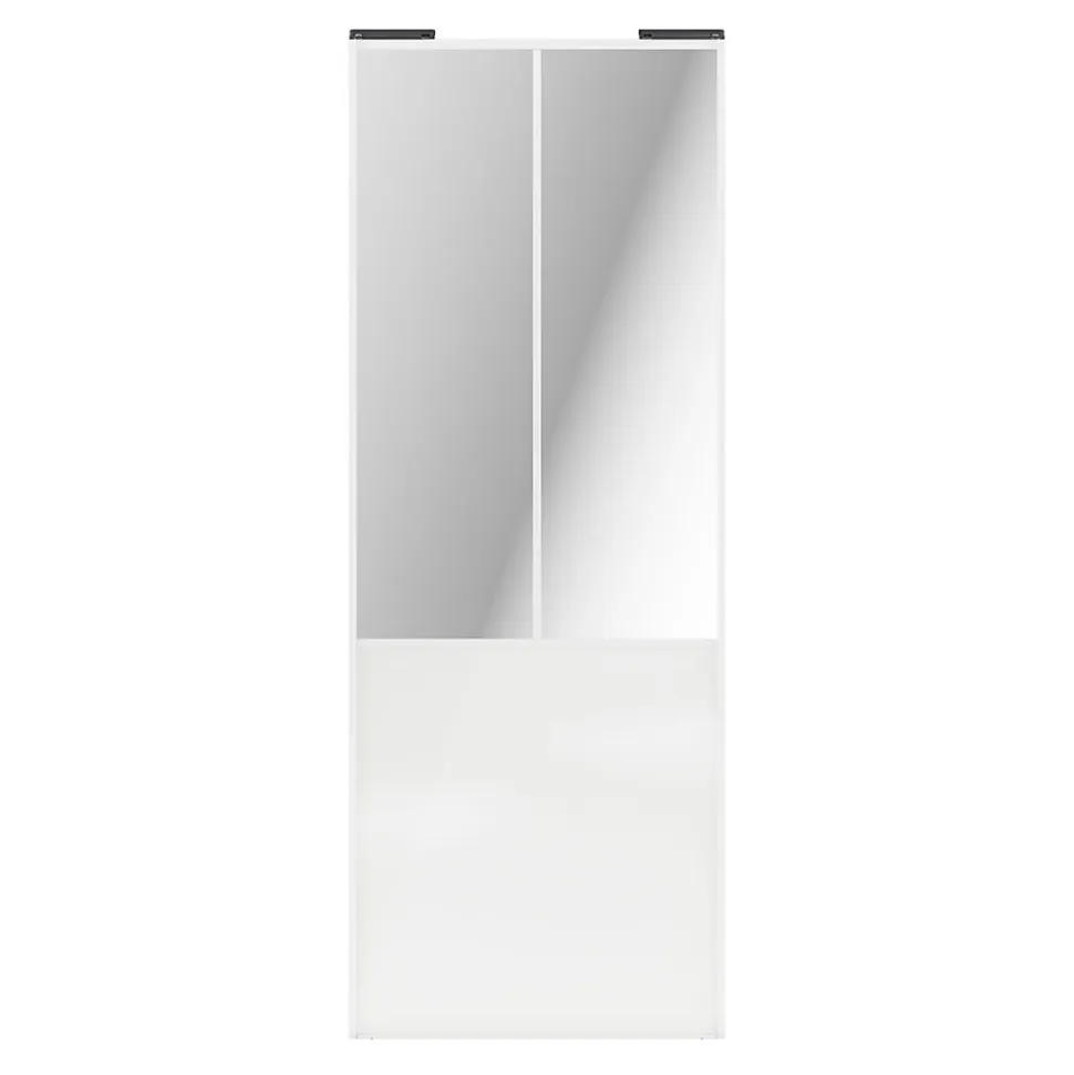 Porte de placard coulissante atelier blanc brillant profil blanc GoodHome Arius H. 248,5 x L. 91.2 cm + amortisseurs