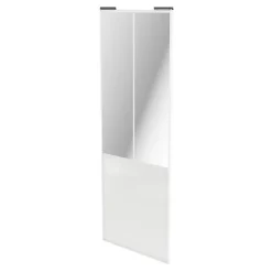 Porte de placard coulissante atelier blanc brillant profil blanc GoodHome Arius H. 248,5 x L. 91.2 cm + amortisseurs