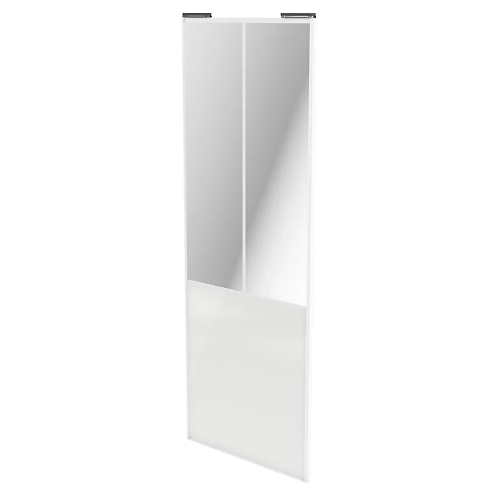 Porte de placard coulissante atelier blanc brillant profil blanc GoodHome Arius H. 248,5 x L. 91.2 cm + amortisseurs