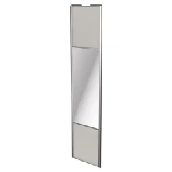 Porte de placard coulissante avec miroir gris clair mat profil gris GoodHome Arius H. 248,5 x L. 62.2 cm + amortisseurs