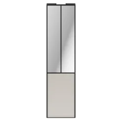 Porte de placard coulissante atelier gris clair mat profil noir GoodHome Arius H. 248,5 x L. 61.2 cm + amortisseurs