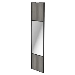 Porte de placard coulissante avec miroir effet chêne grisé profil noir GoodHome Arius H. 248,5 x L. 62.2 cm + amortisseurs