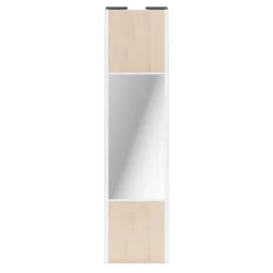 Porte de placard coulissante avec miroir effet chêne clair profil blanc GoodHome Arius H. 248,5 x L. 62.2 cm + amortisseurs