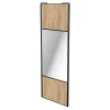 Porte de placard coulissante avec miroir effet chêne brut profil noir GoodHome Arius H. 248,5 x L. 92.2 cm + amortisseurs