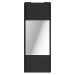 Porte de placard coulissante avec miroir anthracite profil noir GoodHome Arius H. 248,5 x L. 92.2 cm + amortisseurs