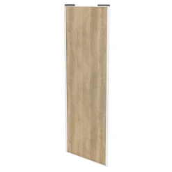 Porte de placard coulissante effet chêne brut profil blanc GoodHome Arius H. 248,5 x L. 92.2 cm + amortisseurs