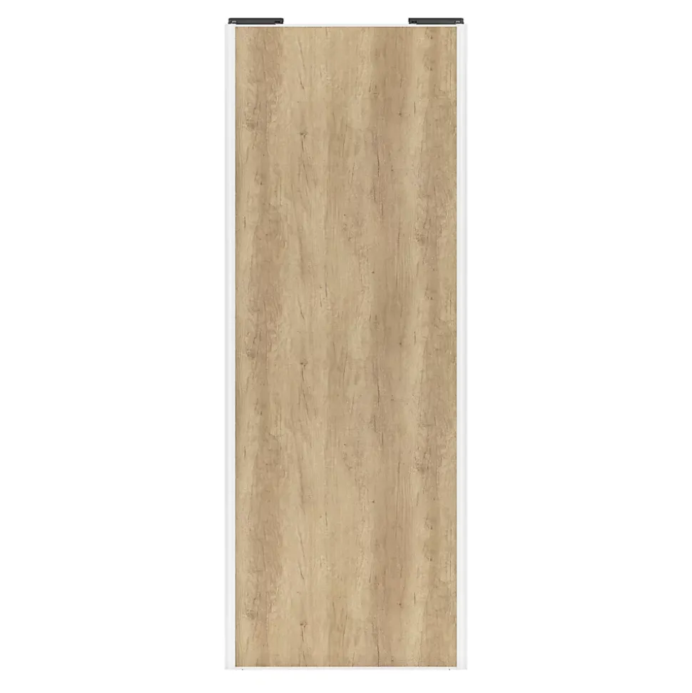 Porte de placard coulissante effet chêne brut profil blanc GoodHome Arius H. 248,5 x L. 92.2 cm + amortisseurs
