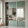 Porte de placard coulissante avec miroir vert de gris profil blanc GoodHome Arius H. 248,5 x L. 92.2 cm + amortisseurs