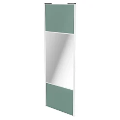 Porte de placard coulissante avec miroir vert de gris profil blanc GoodHome Arius H. 248,5 x L. 92.2 cm + amortisseurs