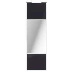 Porte de placard coulissante avec miroir noir profil blanc GoodHome Arius H. 248,5 x L. 77.2 cm + amortisseurs