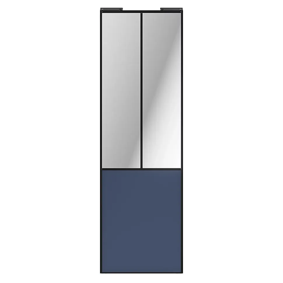 Porte de placard coulissante atelier bleu profil noir GoodHome Arius H. 248,5 x L. 76.2 cm + amortisseurs