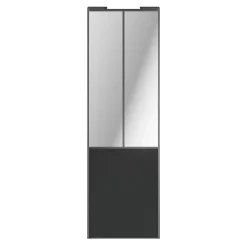 Porte de placard coulissante atelier gris foncé mat profil gris GoodHome Arius H. 248,5 x L. 76.2 cm + amortisseurs