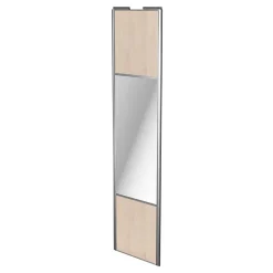 Porte de placard coulissante avec miroir effet chêne clair profil gris GoodHome Arius H. 248,5 x L. 62.2 cm + amortisseurs