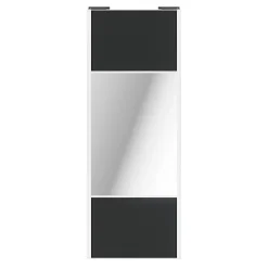 Porte de placard coulissante avec miroir anthracite profil blanc GoodHome Arius H. 248,5 x L. 92.2 cm + amortisseurs