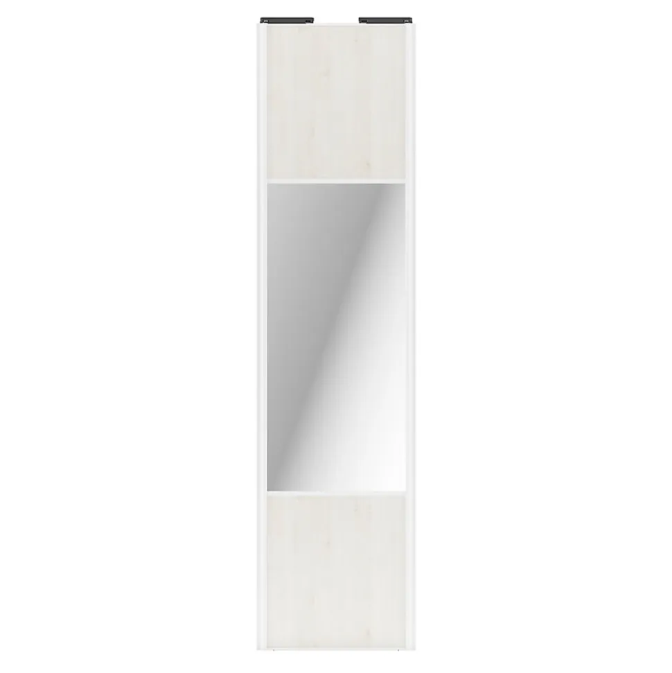 Porte de placard coulissante avec miroir bois nordique profil blanc GoodHome Arius H. 248,5 x L. 62.2 cm + amortisseurs