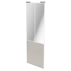 Porte de placard coulissante atelier gris clair mat profil blanc GoodHome Arius H. 248,5 x L. 91.2 cm + amortisseurs