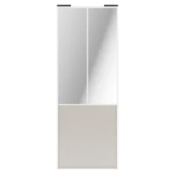 Porte de placard coulissante atelier gris clair mat profil blanc GoodHome Arius H. 248,5 x L. 91.2 cm + amortisseurs