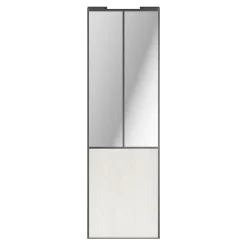 Porte de placard coulissante atelier bois nordique profil gris GoodHome Arius H. 248,5 x L. 76.2 cm + amortisseurs