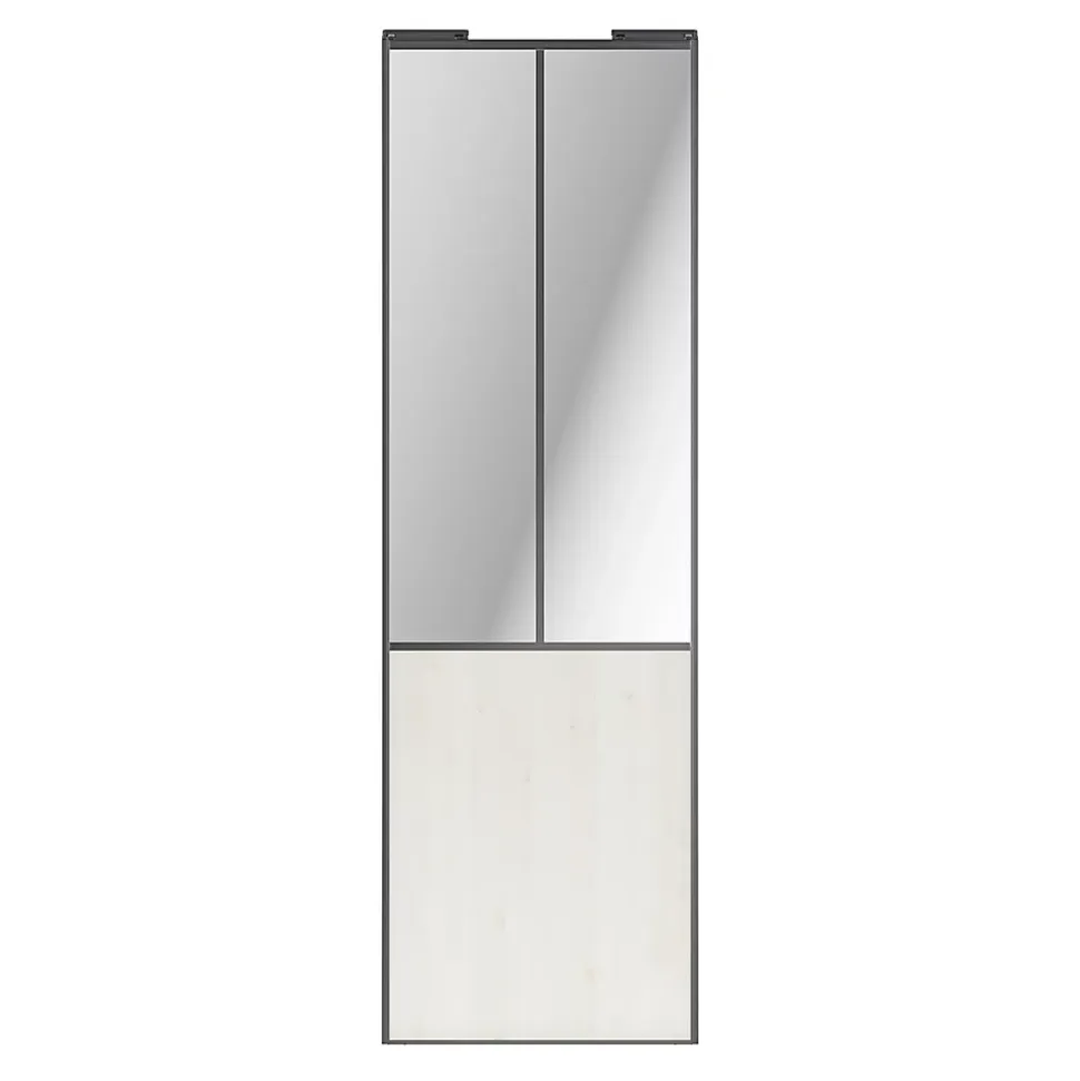 Porte de placard coulissante atelier bois nordique profil gris GoodHome Arius H. 248,5 x L. 76.2 cm + amortisseurs