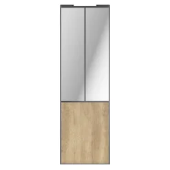 Porte de placard coulissante atelier effet chêne brut profil gris GoodHome Arius H. 248,5 x L. 76.2 cm + amortisseurs