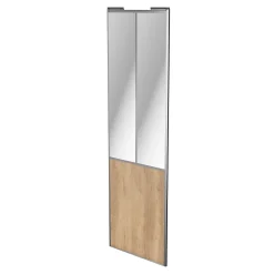 Porte de placard coulissante atelier effet chêne brut profil gris GoodHome Arius H. 248,5 x L. 76.2 cm + amortisseurs