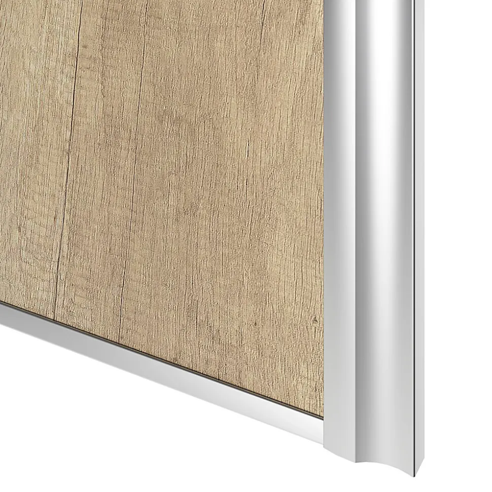 Porte de placard coulissante atelier effet chêne brut profil gris GoodHome Arius H. 248,5 x L. 76.2 cm + amortisseurs