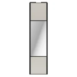 Porte de placard coulissante avec miroir gris clair mat profil noir GoodHome Arius H. 248,5 x L. 62.2 cm + amortisseurs