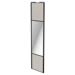 Porte de placard coulissante avec miroir gris clair mat profil noir GoodHome Arius H. 248,5 x L. 62.2 cm + amortisseurs