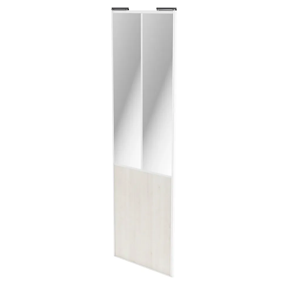 Porte de placard coulissante atelier bois nordique profil blanc GoodHome Arius H. 248,5 x L. 76.2 cm + amortisseurs