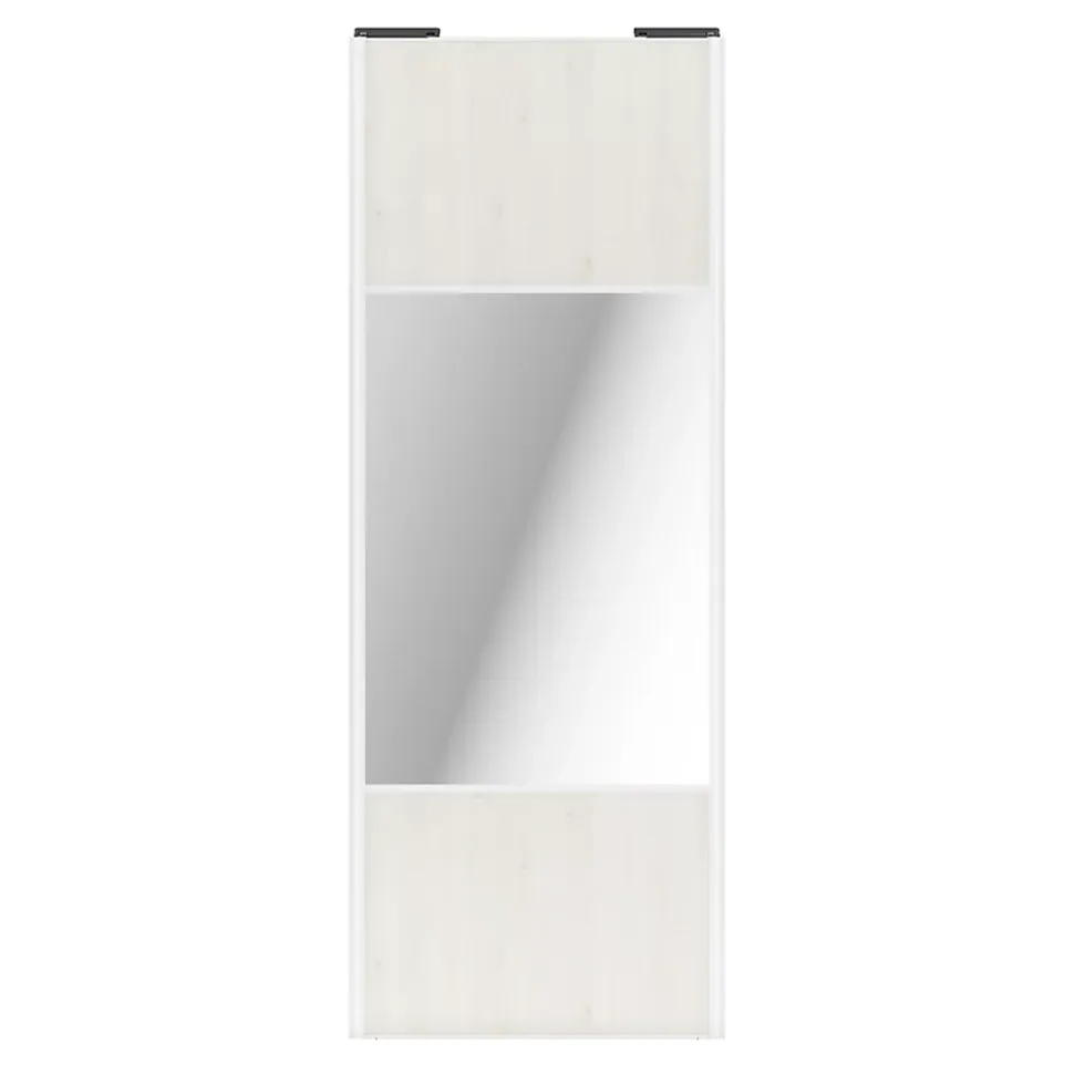 Porte de placard coulissante avec miroir bois nordique profil blanc GoodHome Arius H. 248,5 x L. 92.2 cm + amortisseurs