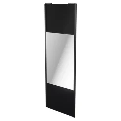 Porte de placard coulissante avec miroir noir mat profil noir GoodHome Arius H. 248,5 x L. 92.2 cm + amortisseurs