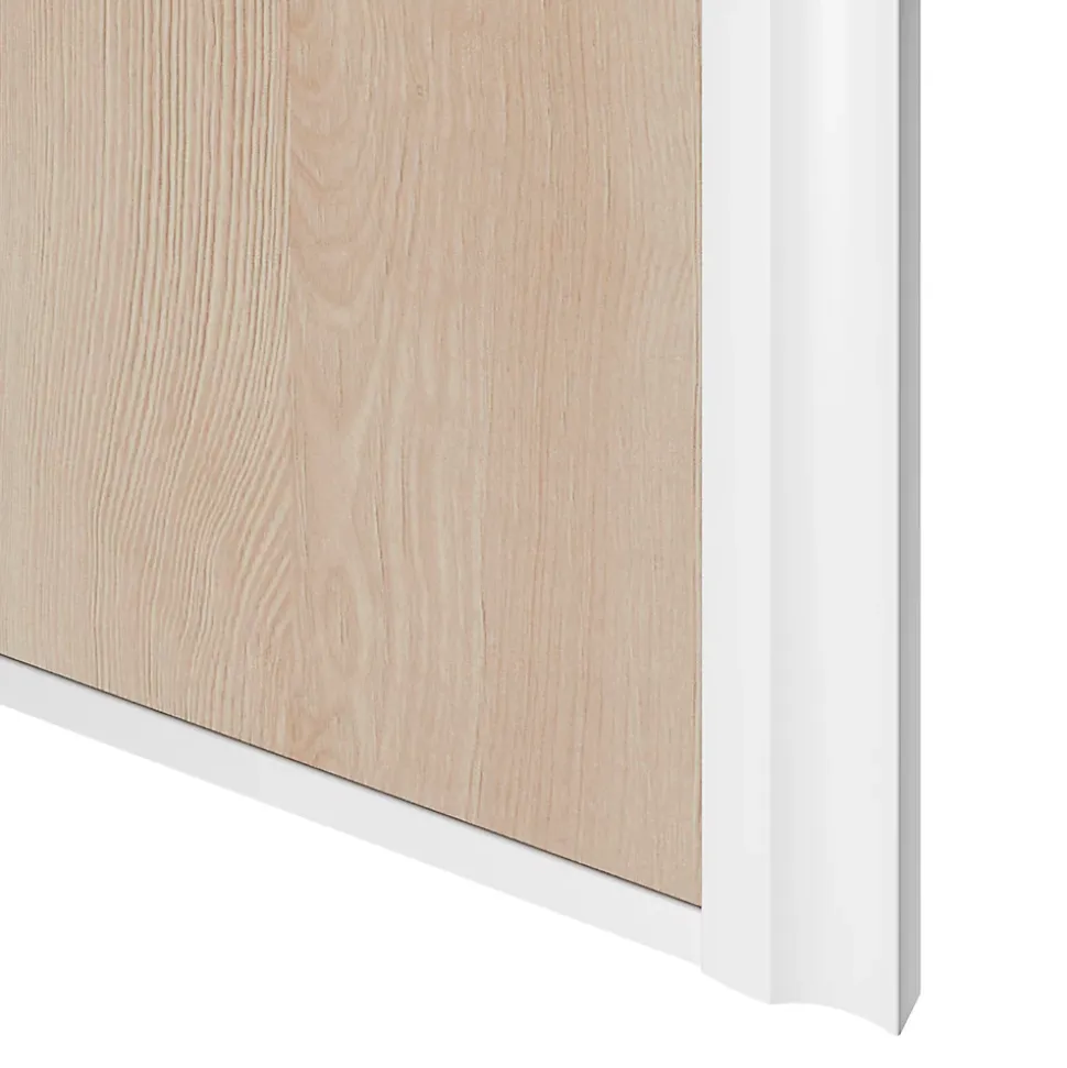 Porte de placard coulissante atelier effet chêne clair profil blanc GoodHome Arius H. 248,5 x L. 91.2 cm + amortisseurs