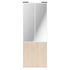 Porte de placard coulissante atelier effet chêne clair profil blanc GoodHome Arius H. 248,5 x L. 91.2 cm + amortisseurs