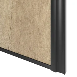 Porte de placard coulissante atelier effet chêne brut profil noir GoodHome Arius H. 248,5 x L. 76.2 cm + amortisseurs