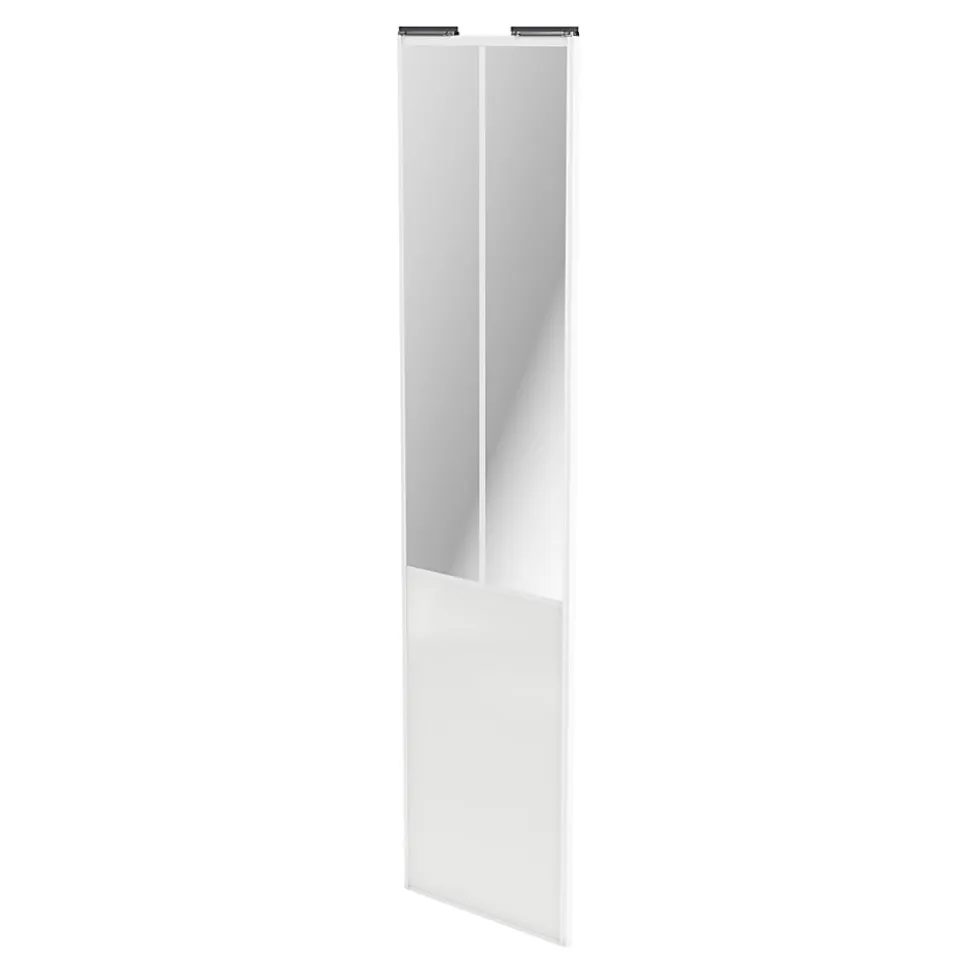 Porte de placard coulissante atelier blanc brillant profil blanc GoodHome Arius H. 248,5 x L. 61.2 cm + amortisseurs