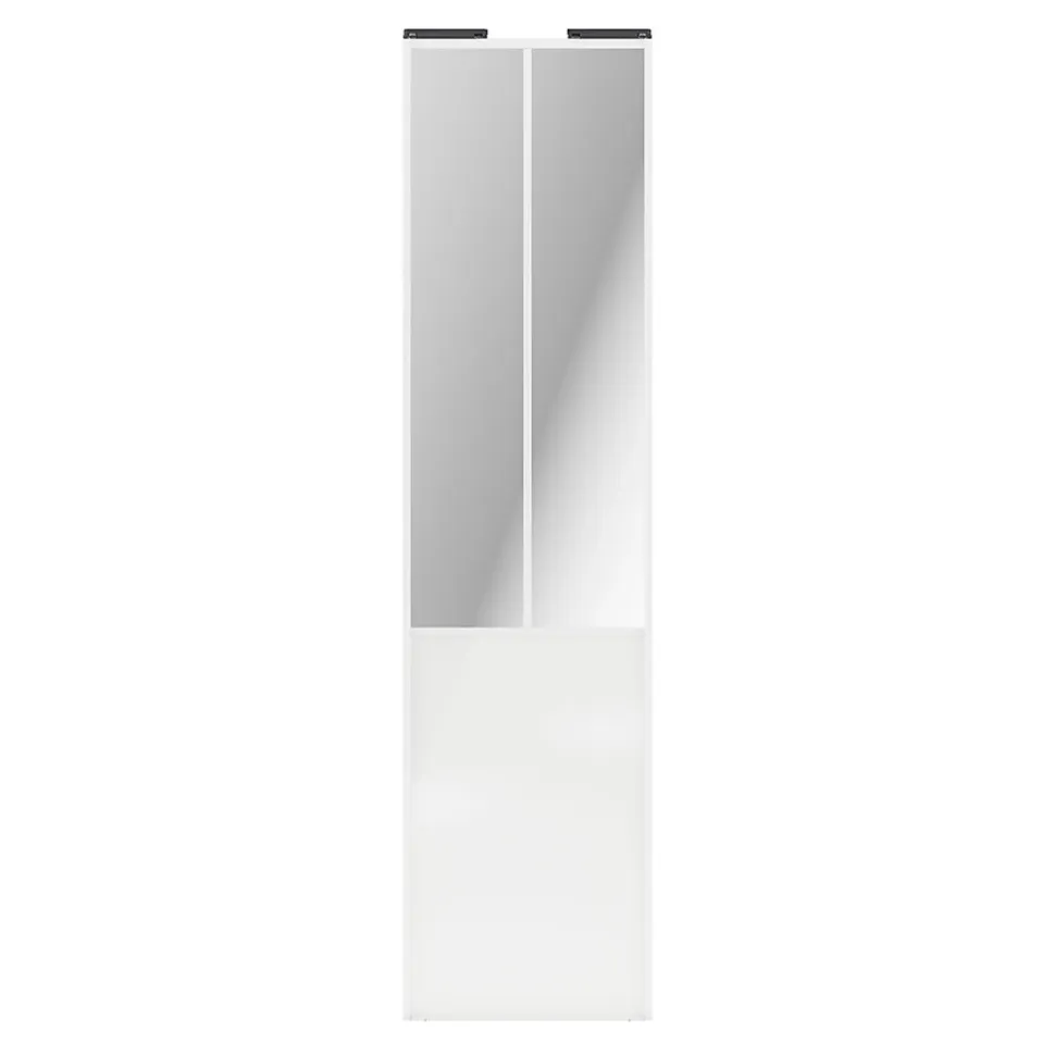 Porte de placard coulissante atelier blanc brillant profil blanc GoodHome Arius H. 248,5 x L. 61.2 cm + amortisseurs