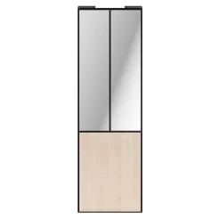 Porte de placard coulissante atelier effet chêne clair profil noir GoodHome Arius H. 248,5 x L. 76.2 cm + amortisseurs