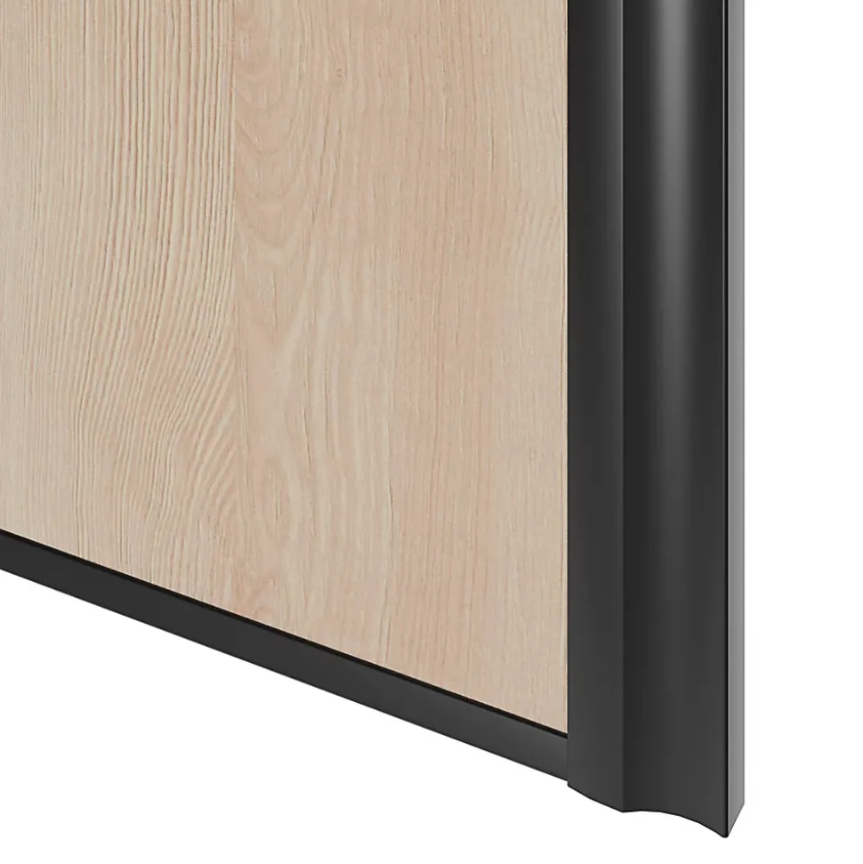 Porte de placard coulissante atelier effet chêne clair profil noir GoodHome Arius H. 248,5 x L. 76.2 cm + amortisseurs