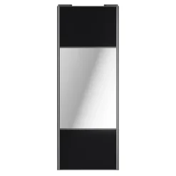 Porte de placard coulissante avec miroir noir mat profil gris GoodHome Arius H. 248,5 x L. 92.2 cm + amortisseurs