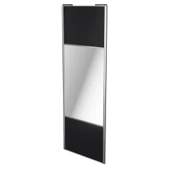 Porte de placard coulissante avec miroir noir mat profil gris GoodHome Arius H. 248,5 x L. 92.2 cm + amortisseurs