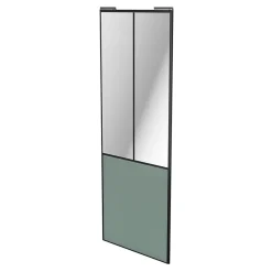 Porte de placard coulissante atelier vert de gris profil noir GoodHome Arius H. 248,5 x L. 91.2 cm + amortisseurs