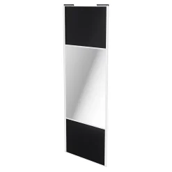 Porte de placard coulissante avec miroir noir mat profil blanc GoodHome Arius H. 248,5 x L. 92.2 cm + amortisseurs